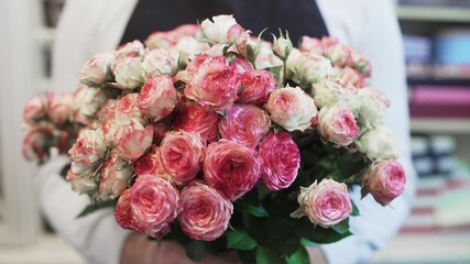 Beautiful flower bouquet with pink and white roses