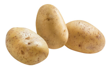 Close-up of potatoes, isolated on white background