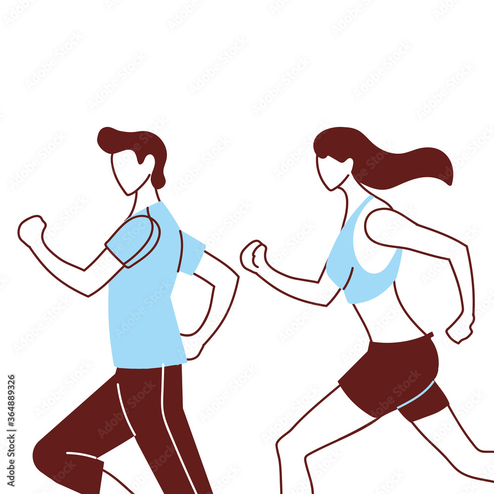 Wall mural couple wearing sportswear for running