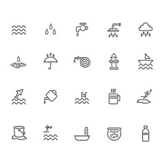 water related icons set