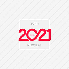 Happy New Year 2021 Card Design. Vector on isolated white background. EPS 10