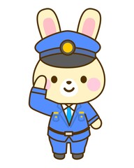 子供向け　お巡りさんイラスト　敬礼
