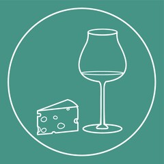 cheese with glass of wine icon