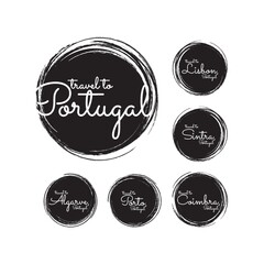Fototapeta premium collection of travelling stamps