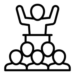 Teamwork speaker icon. Outline teamwork speaker vector icon for web design isolated on white background