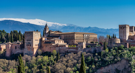 View of Alhambra Palace in Granada, Spain in Europe - obrazy, fototapety, plakaty