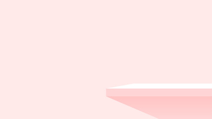 plank shelf on wall red pastel soft color, modern shelf for display show on space wall room, cute and chic counter desk wood panel for decoration, empty table top panel for background, copy space