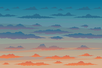 The sky at twilight Full of clouds. Colorful Vector Background Image