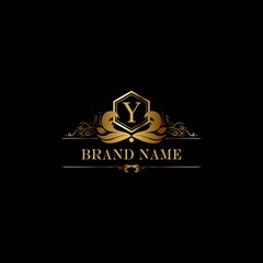 Y premium luxury gold monogram logo. Y letter logo. Y monogram luxury gold logo.