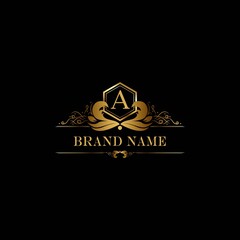 A premium luxury gold monogram logo. A letter logo. A monogram luxury gold logo.