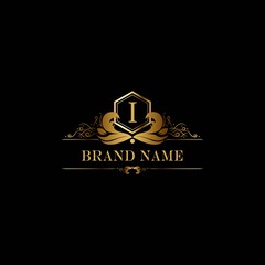 I premium luxury gold monogram logo. I letter logo. I monogram luxury gold logo.