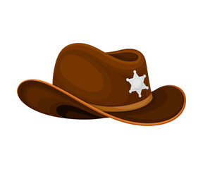 Cowboy or Sheriff Hat with Wide Brims Vector Illustration