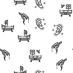 Plastic Surgery Clinic Seamless Pattern Vector Thin Line. Illustrations