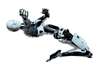 3D Rendering Male Robot on White