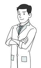 Man standing in a lab coat hands crossed
