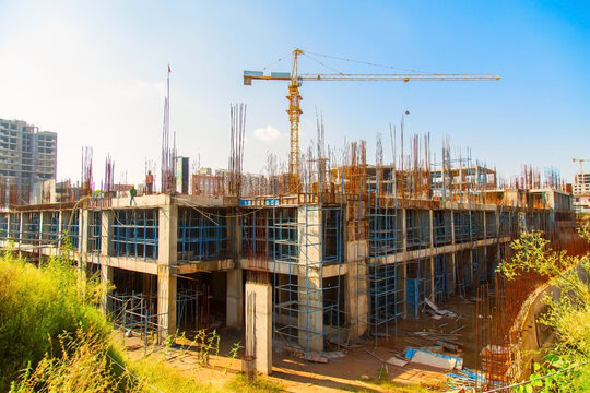 Karnal, Haryana, India - march 2018 : Top View of new construction of building in karnal