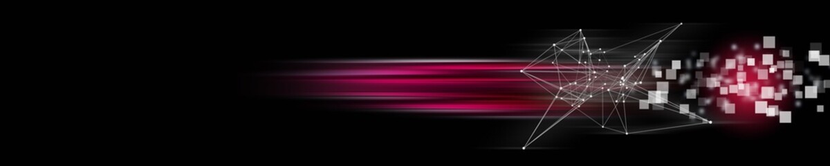 Futuristic plexus panorama design with square objects