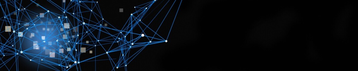 Futuristic plexus panorama design with square objects