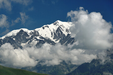Low clouds on the Mont Blanc glacier, Haute-Savoie, France