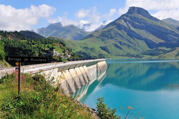 Lake and dam of Roselend, Savoie, France