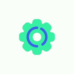 Obraz premium Cog, gear icon vector, Cogwheel filled flat sign, Gear Settings bicolor pictogram, green and blue colors. Symbol, logo illustration
