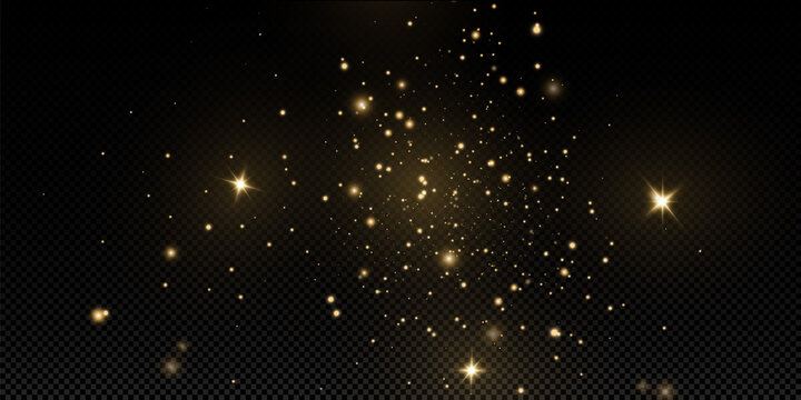  Vector sparkles on a transparent background. Christmas light effect. Sparkling magical dust particles.The dust sparks and golden stars shine with special light.
