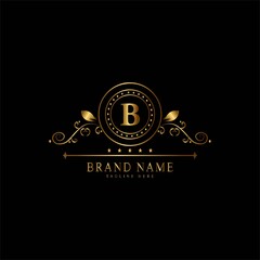 B premium luxury gold monogram logo. B letter logo. B monogram luxury gold logo.