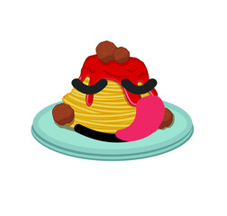 Cute spaghetti cartoon character
