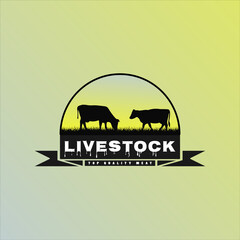 Vector inspiration for Vintage Cow / Beef farm logo design. Creative ideas of animal farm logos	