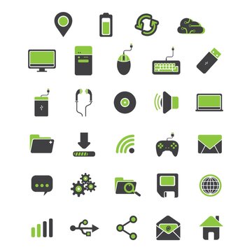set of electronic and web icons