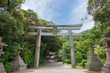 Iwashimizu Hachimangu Shrine in Yawata, Kyoto, Japan. The Shrine was founded in 859.