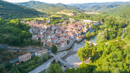 Fototapeta premium aerial view of otsagabia rural town, Spain