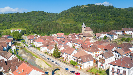 Obraz premium views of otsagavia countryside town in pyrenees, Spain