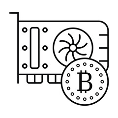 Video card mining icon - vector cryptocurrency GPU mining