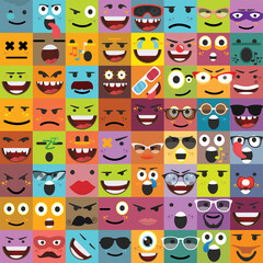Smiley faces group of vector emoticon characters