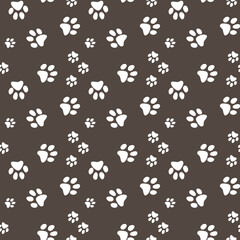 Vector seamless pattern with dog footprints. Can be used for wallpaper,fabric, web page background, surface textures.