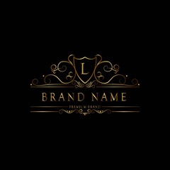 L premium luxury gold monogram logo. L letter logo. L monogram luxury gold logo.