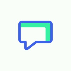 Naklejka premium Speech bubble, message icon vector, filled flat sign, Chat comment bicolor pictogram, green and blue colors. Symbol, logo illustration