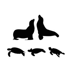 set of aquatic animal silhouettes