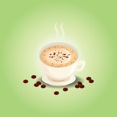 caffe latte with design in foam