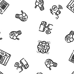 Digital Economy And E-business Seamless Pattern Vector Thin Line. Illustrations