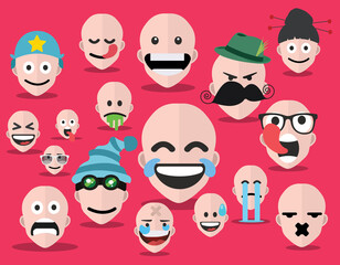 Smiley faces group of vector emoticon characters