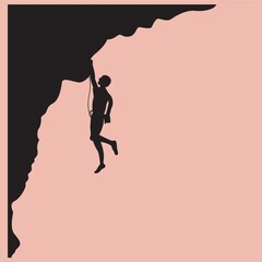 silhouette of man climbing mountain