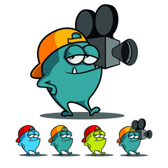 Funny monster with camera illustration vector