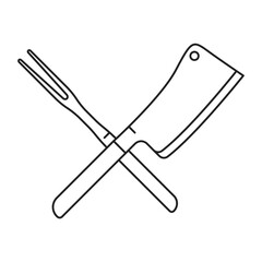 crossed steak fork and butcher knife