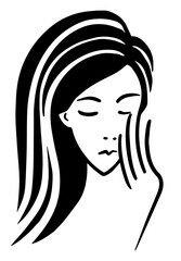 cosmetic skin care. Simple girl face black and white drawing. Vector illustration