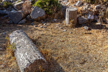 heart shaped stones and columns, Fethiye, Mugla, Turkey.