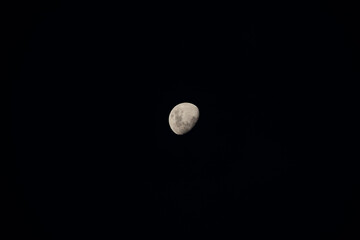Half Moon on a dark night sky.