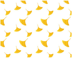 舞い落ちる銀杏の葉のイラスト　背景　パターン