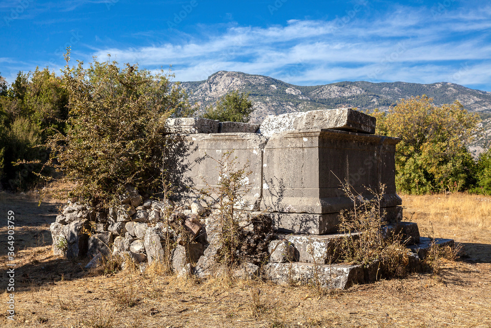 Wall mural heart shaped stones and columns, fethiye, mugla, turkey.